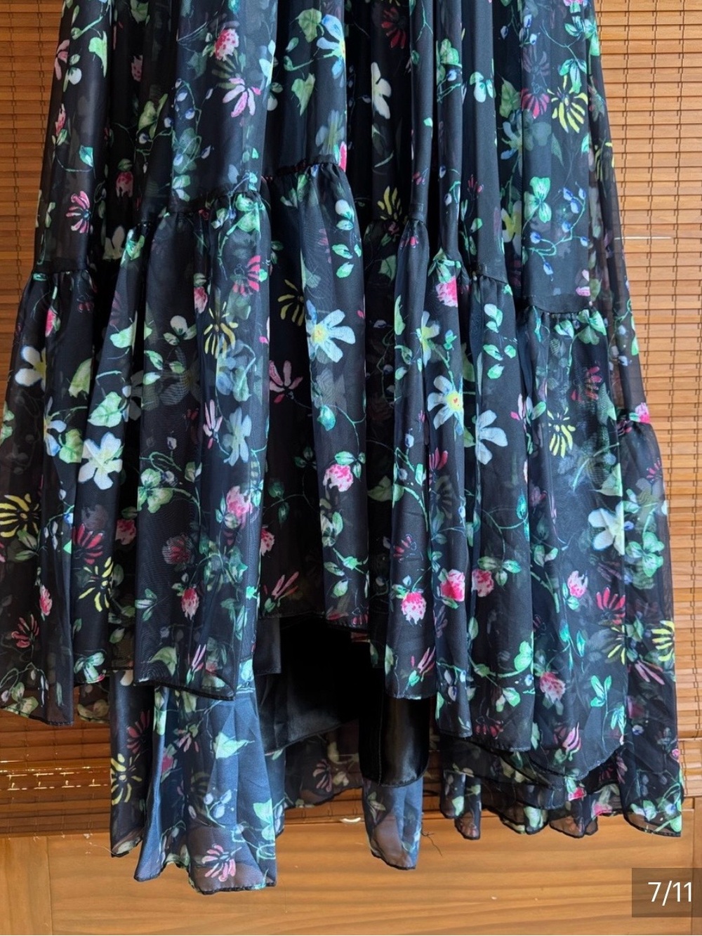 Mac Duggal Black Floral Sheer Long-Sleeve Keyhole Maxi Dress Size 2 Style 67942 - Picture 7 of 11